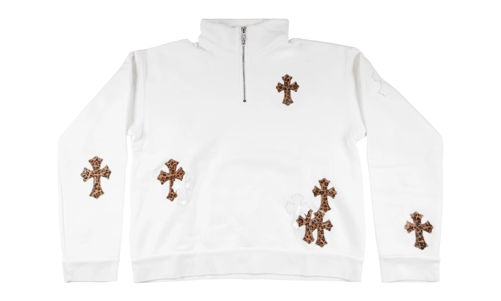 Cross Patch Quarter Zip Sweatshirt "White / Leopard" CHRM1079