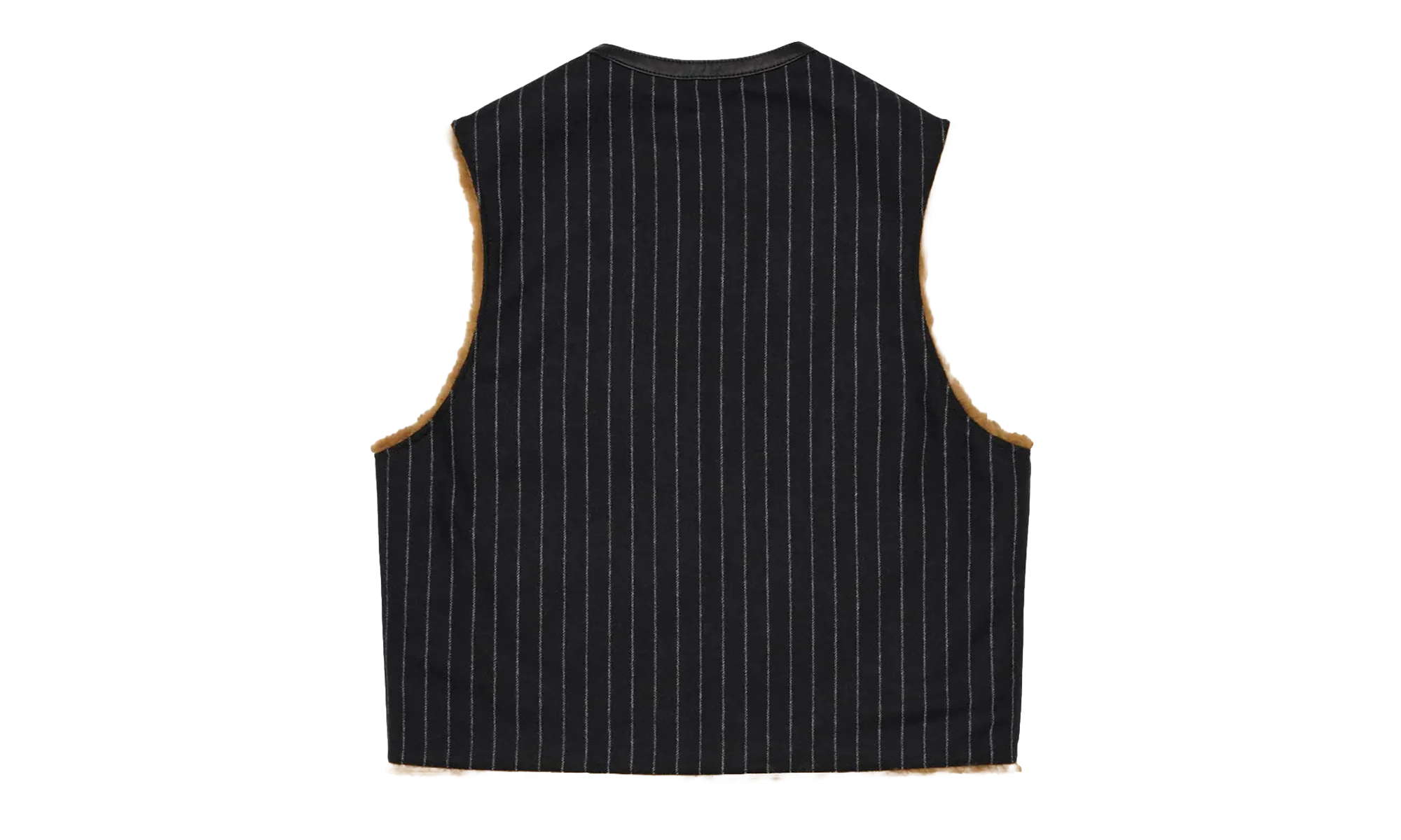 Reversible Pinstripe Shearling Vest "Black" DT456