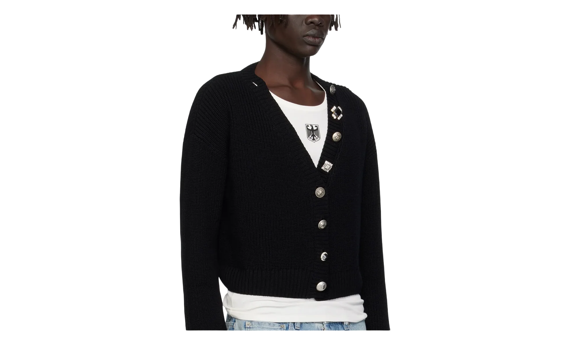 Fancy Button Mini Cardigan WMNS "Black" WH76KN220B BLAC