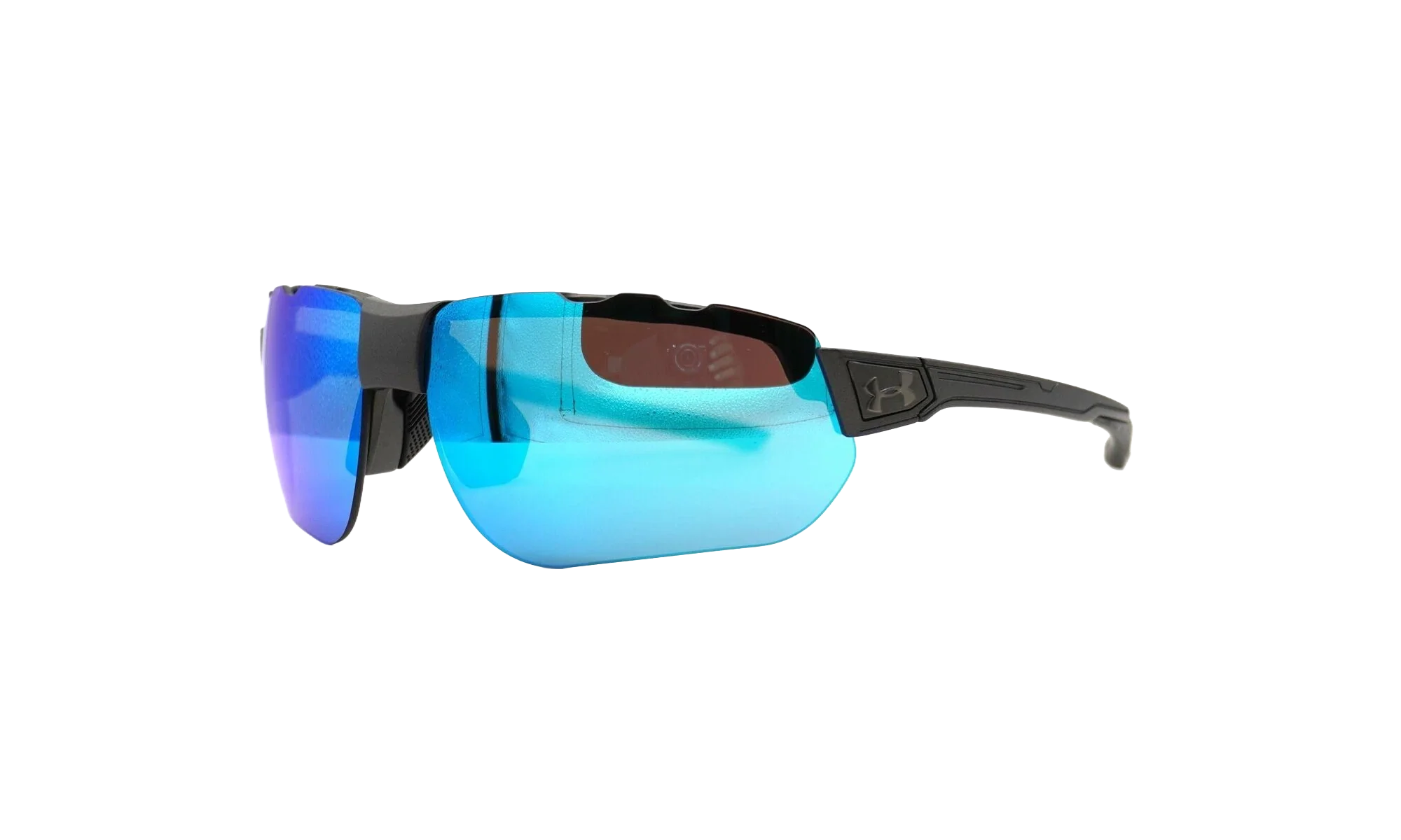 Conquer Sunglasses "Gray Blue Mirror - Satin Carbon / Black Rubber" 8600132 060161