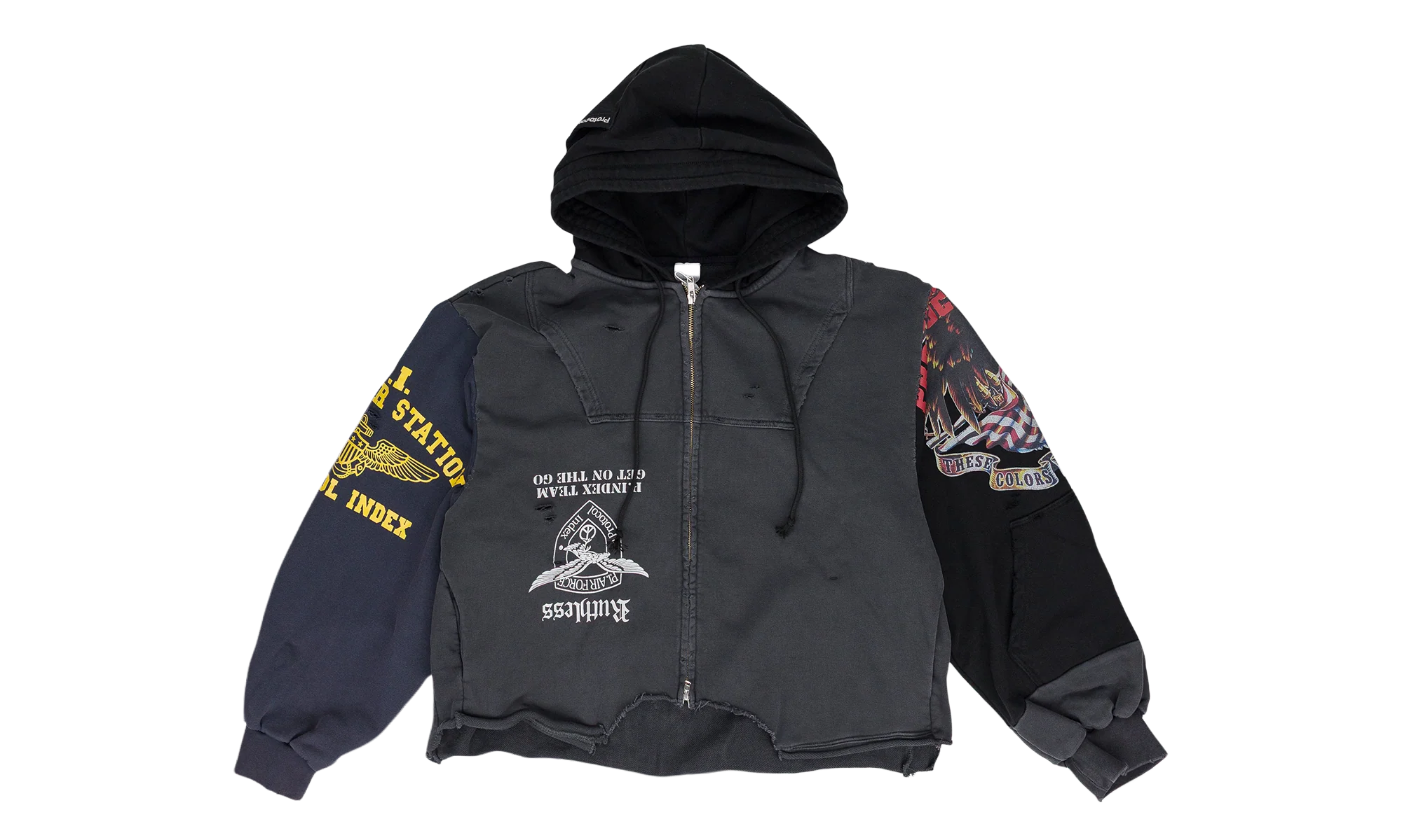 Upside Down Zip Hoodie "Black" PI00004