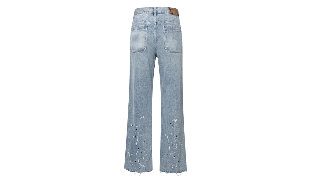 Printed Cross Chains Washed Denim Jean "Blue" BC23ZAWPT01 BLUE