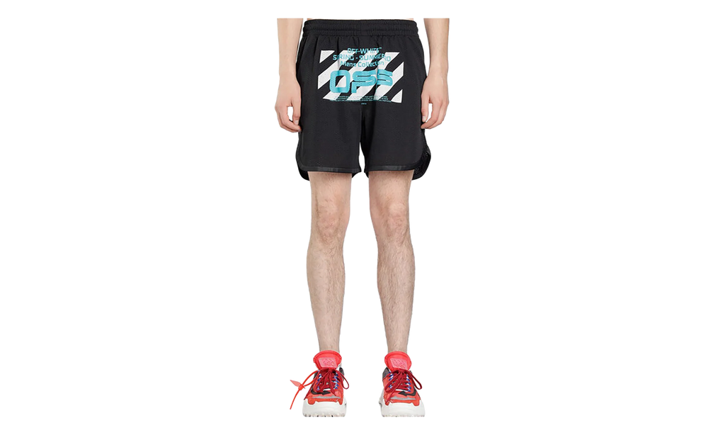 OFF-WHITE Wavy Line Mesh Shorts "Black / Multicolor" OMCI005R201010041001
