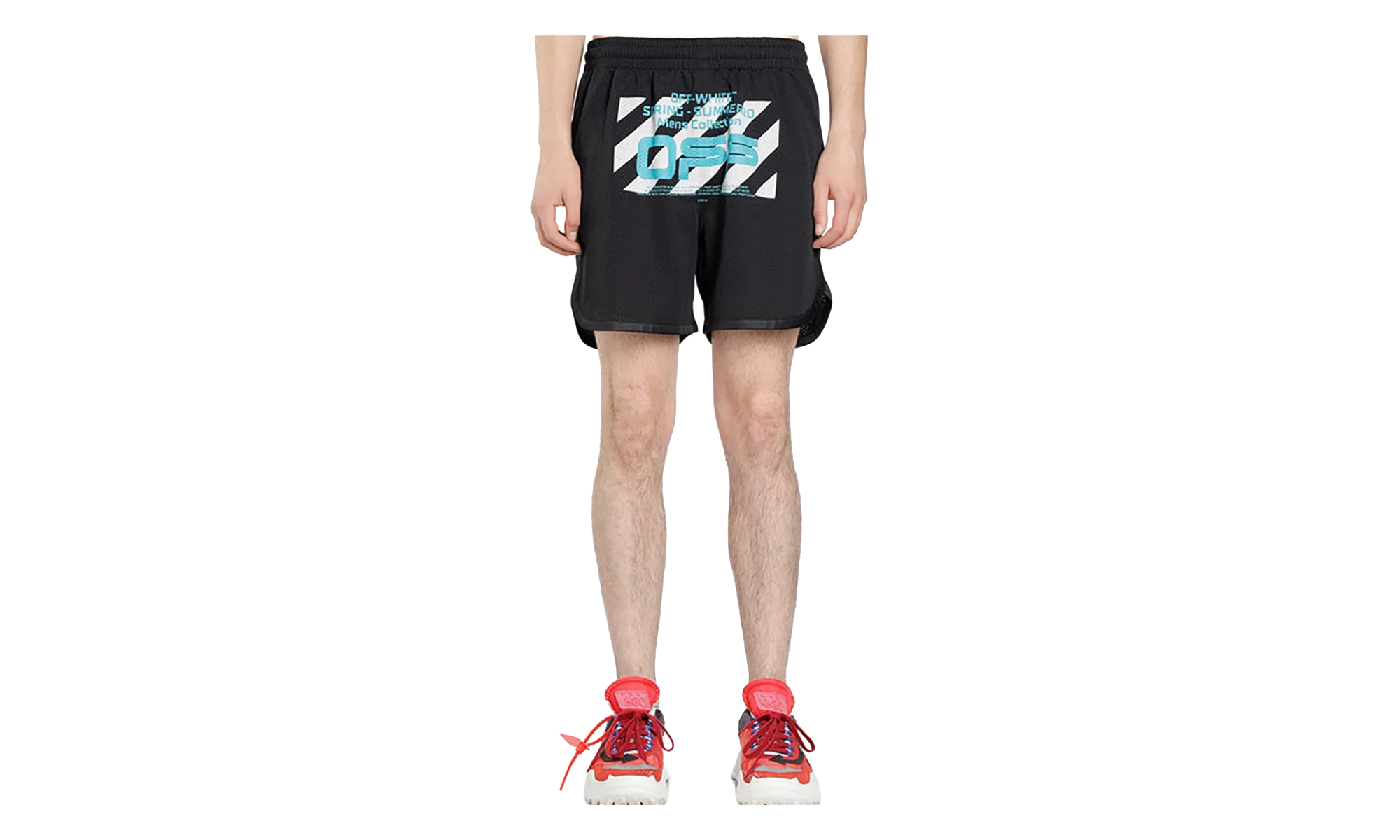 OFF-WHITE Wavy Line Mesh Shorts "Black / Multicolor" OMCI005R201010041001