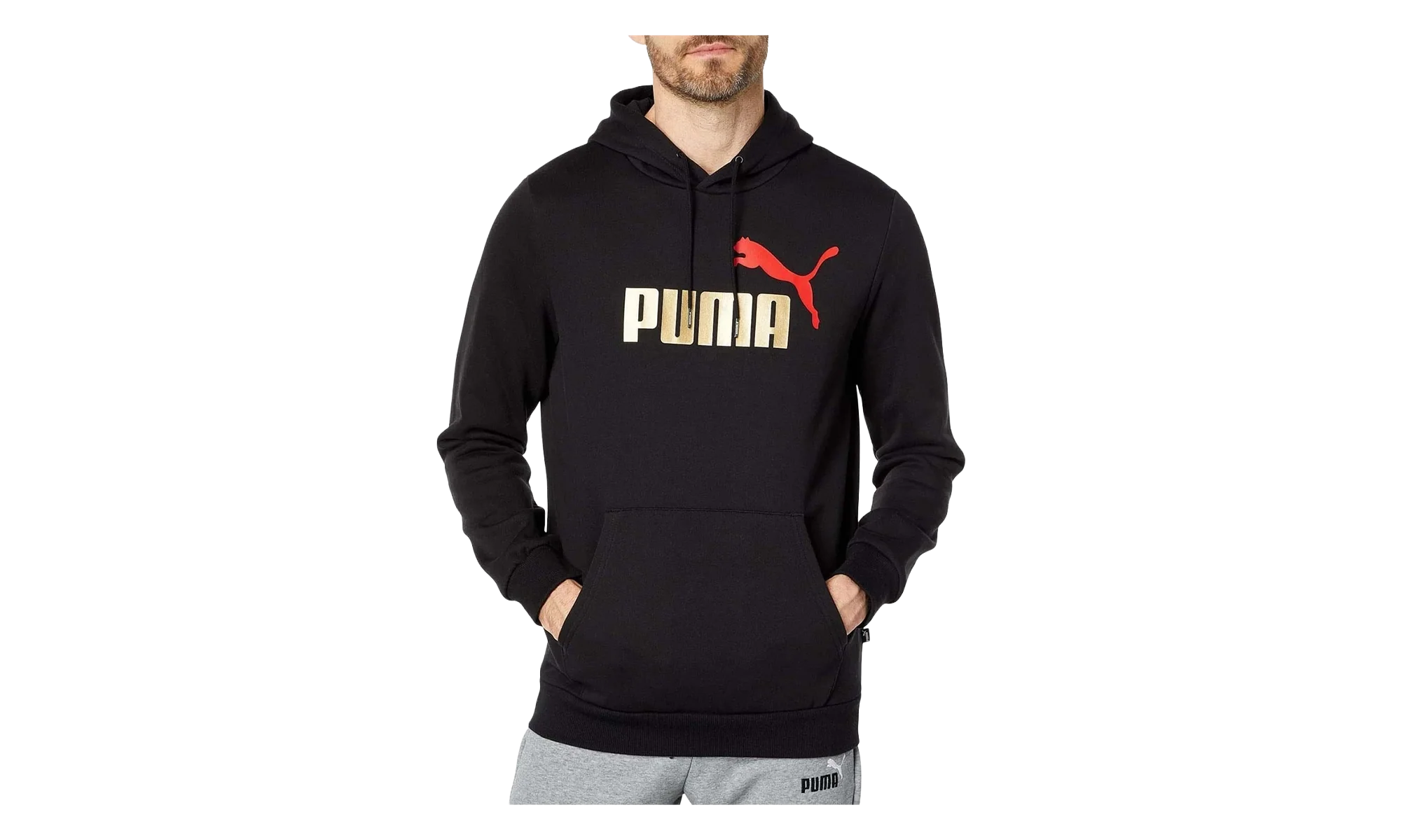 Essential+ Big Logo Fleece Hoodie "Cotton Black / Gold" 846849 90