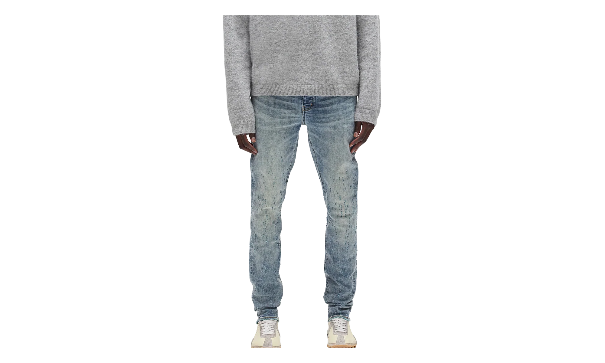 P001 Weft Buckshot Jeans "Mid Indigo" P001 CWBK425