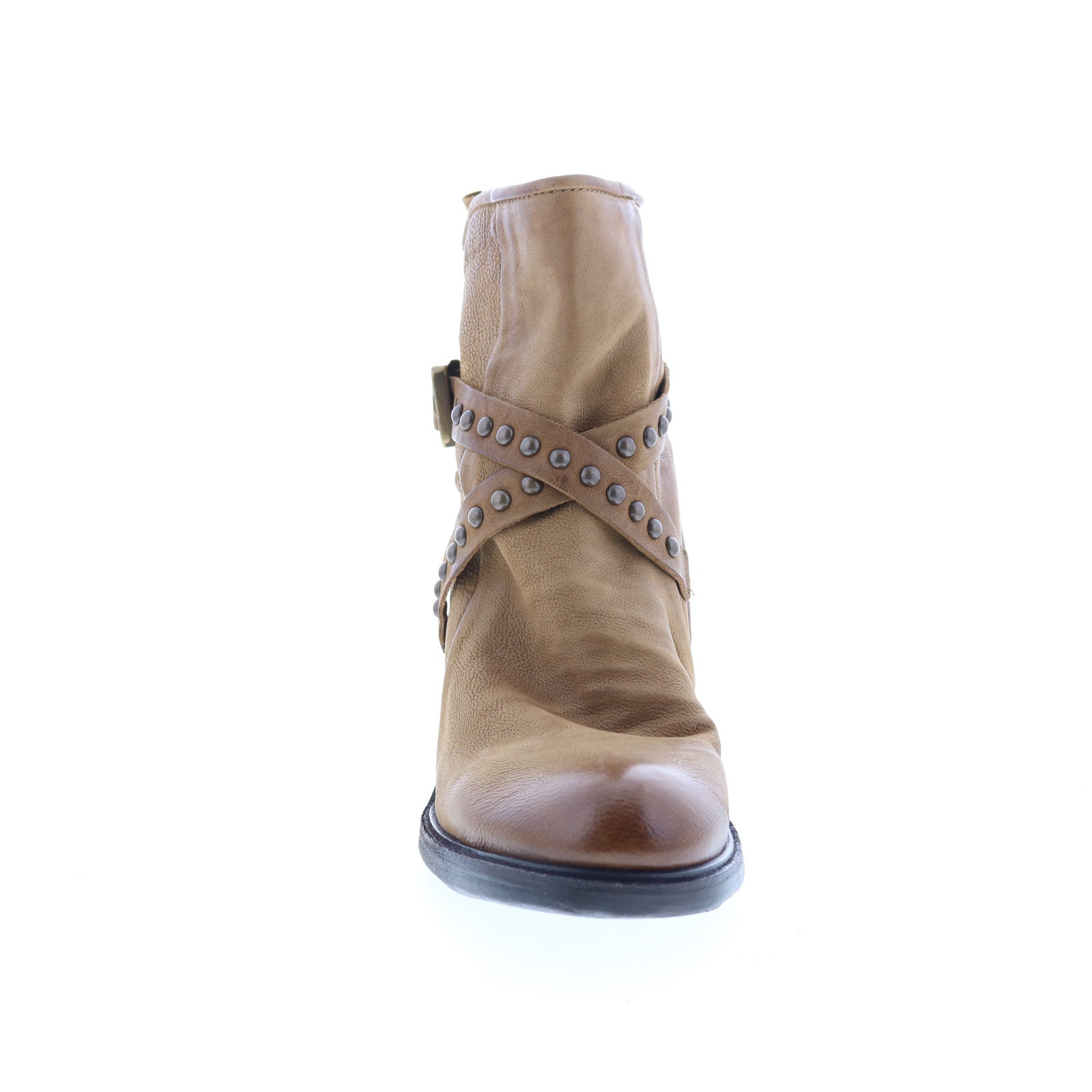 Jeffy Womens Brown Leather Zipper Ankle & Booties Boots