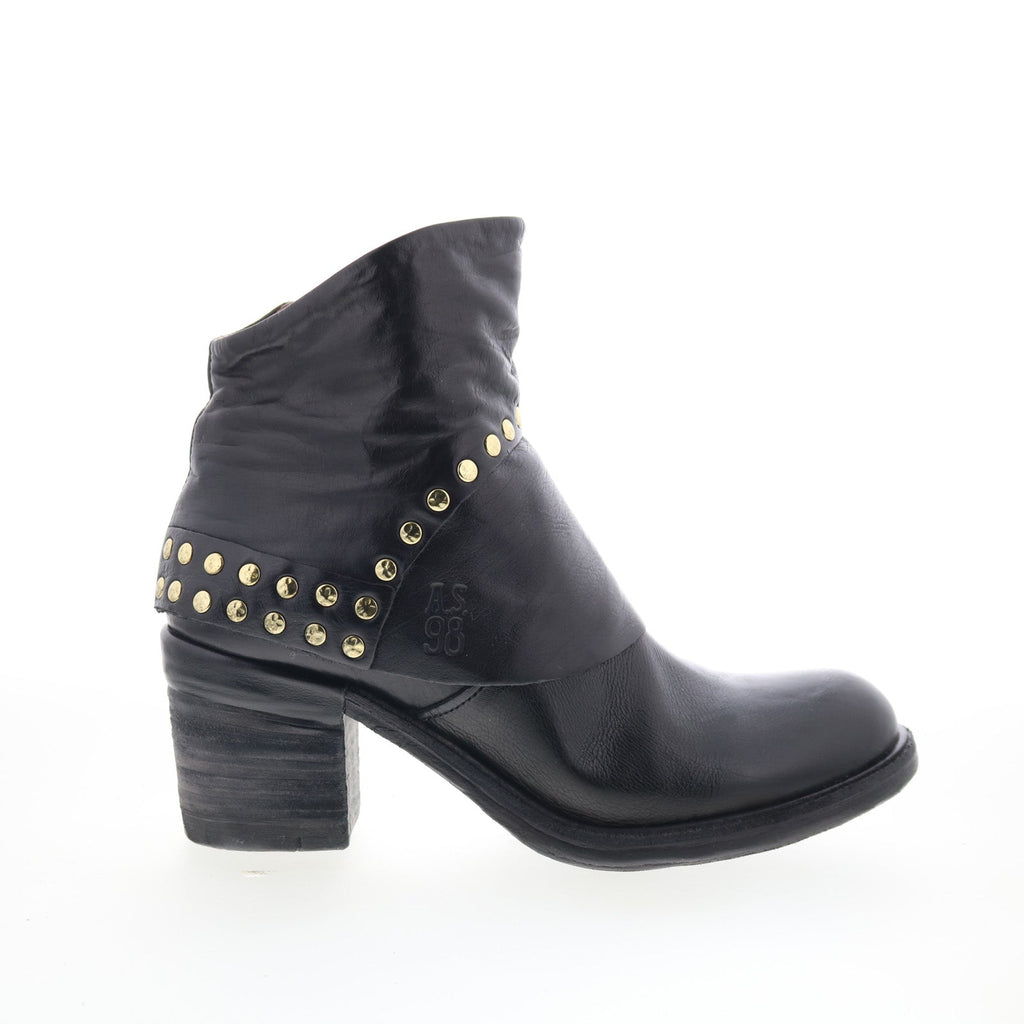 Jonas Womens Black Leather Zipper Ankle & Booties Boots