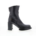 Leti Womens Black Leather Zipper Ankle & Booties Boots