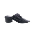 Lior Womens Black Leather Slip On Heeled Sandals Shoes