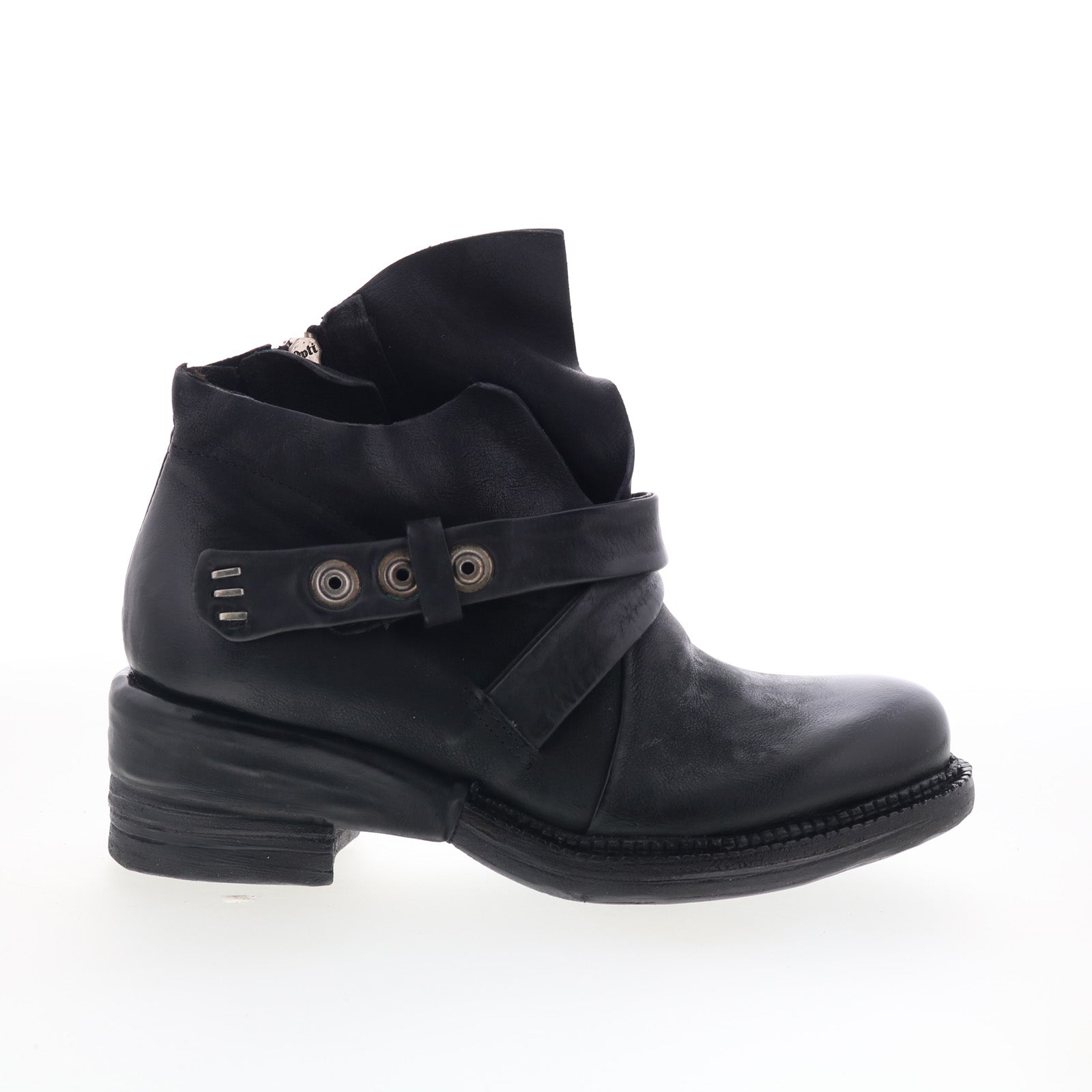 Martina Womens Black Leather Zipper Ankle & Booties Boots