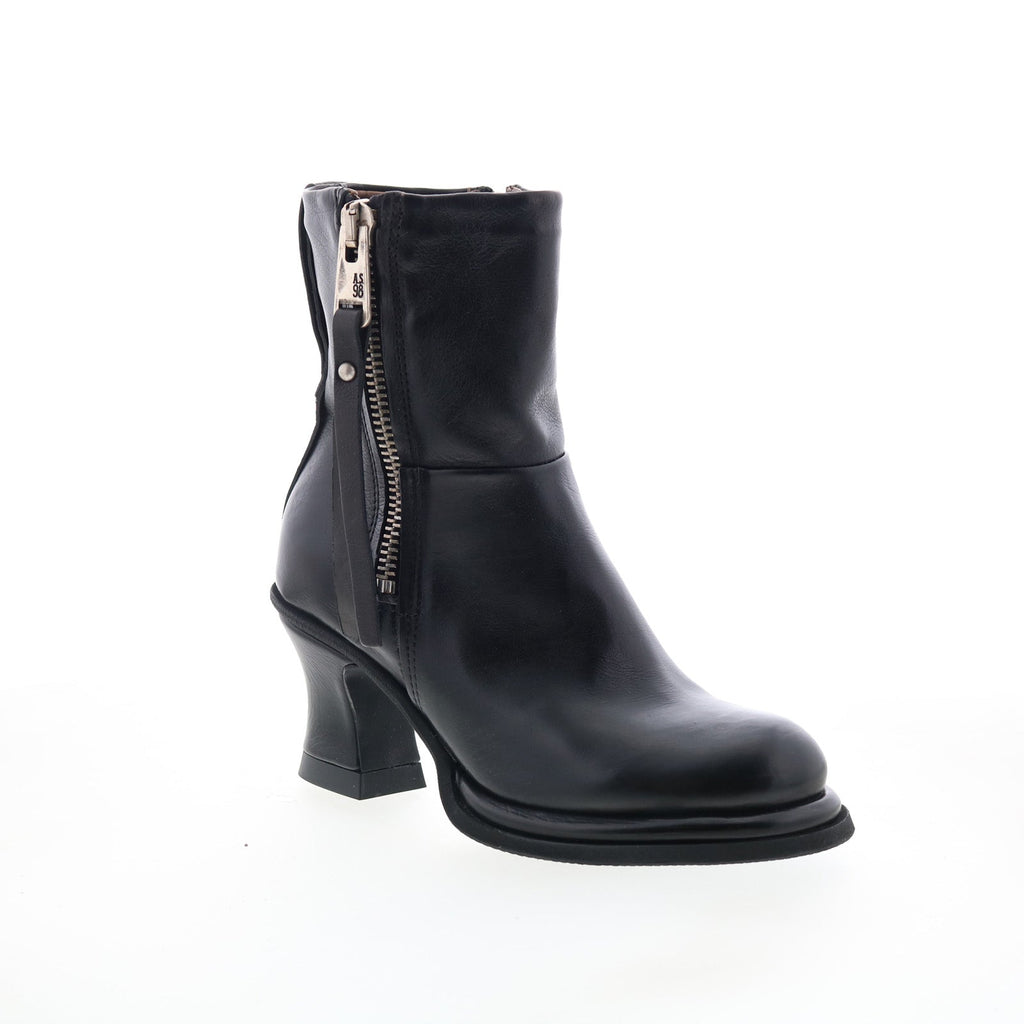Nelle Womens Black Leather Zipper Casual Dress Boots