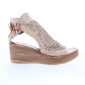 Newbury Womens Gray Leather Hook & Loop Wedges Sandals Shoes
