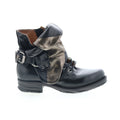 Sebby Womens Black Leather Hook & Loop Ankle & Booties Boots