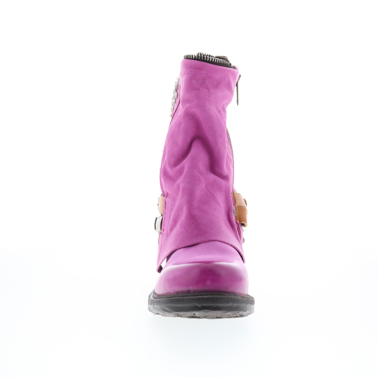 Sid Womens Purple Leather Zipper Casual Dress Boots