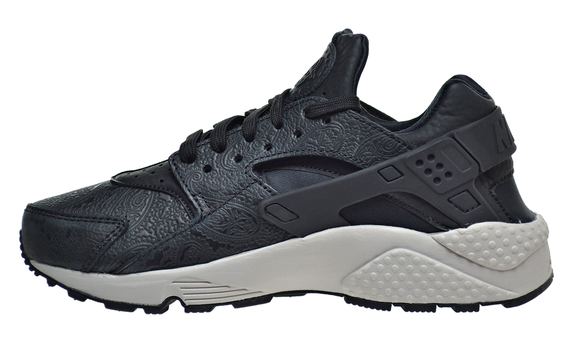 AIR HUARACHE RUN PRM WMNS"BLACK/BLACK/LIGHT BONE/DARK GR" 683818 010